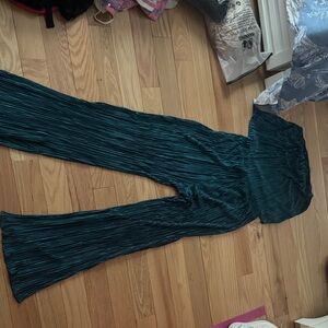 SHEIN Teal Pleated Jumpsuit